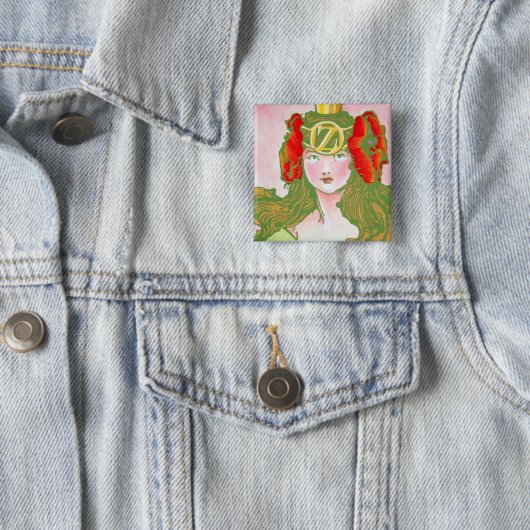Badge Carré 5 Cm Once Pinback - Ozma (En situation)