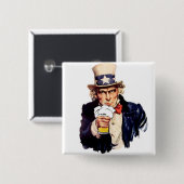 Badge Carré 5 Cm Oncle Sam (Devant & derrière)