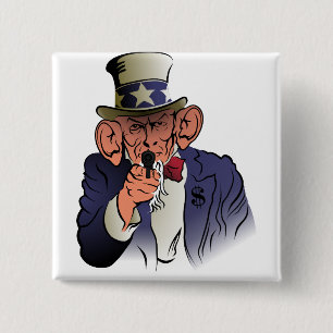 Badge Carré 5 Cm Oncle Sam en couleur