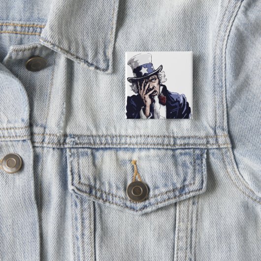 Badge Carré 5 Cm Oncle Sam Facepalm (En situation)