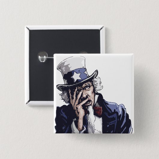 Badge Carré 5 Cm Oncle Sam Facepalm (Devant & derrière)