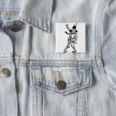 Badge Carré 5 Cm Ondulation d'épouvantail (En situation)