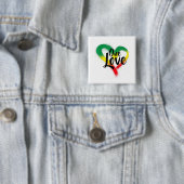 Badge Carré 5 Cm One Love One Heart Reggae Vibes (En situation)