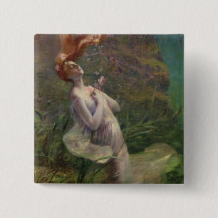 Badge Carré 5 Cm Ophélie se noyant, 1895