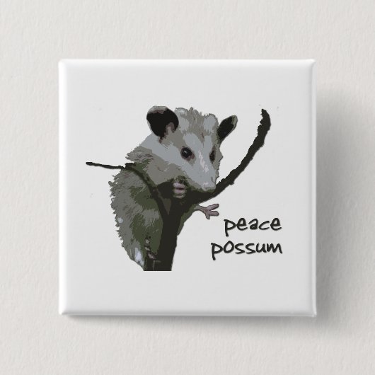 Badge Carré 5 Cm Opossum de paix (Devant)