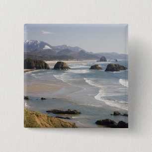 Badge Carré 5 Cm OR, Côte de l'Oregon, Parc d'état Ecola, Crescent