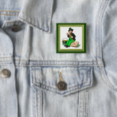 Badge Carré 5 Cm Or Leprechaun (En situation)