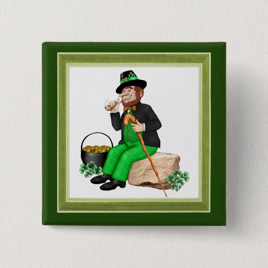 Badge Carré 5 Cm Or Leprechaun (Devant)