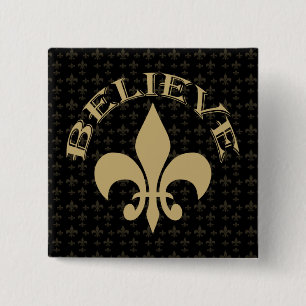 Badge Carré 5 Cm Or noir de Fleur de Lis Believe