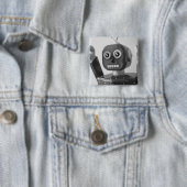 Badge Carré 5 Cm Orange 2000 de robot (En situation)