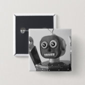 Badge Carré 5 Cm Orange 2000 de robot (Devant & derrière)