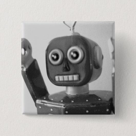 Badge Carré 5 Cm Orange 2000 de robot (Devant)