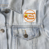 Badge Carré 5 Cm Orange Man BON (En situation)
