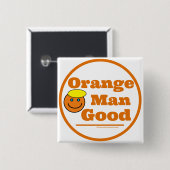Badge Carré 5 Cm Orange Man BON (Devant & derrière)