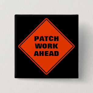 Badge Carré 5 Cm Orange patch travailler avant le panneau routier c
