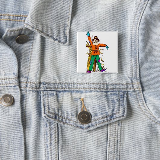 Badge Carré 5 Cm Orange Scarecrow (En situation)
