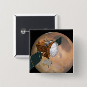 Badge Carré 5 Cm Orbiter de télécommunications Mars 2 (Devant & derrière)