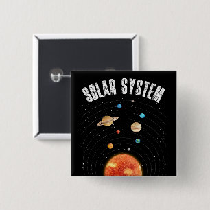 Badge Carré 5 Cm Orbites vintages des planètes Amateur d'astronomie