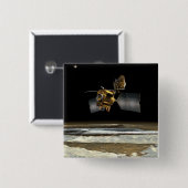 Badge Carré 5 Cm Orbiteur de reconnaissance Mars 2 (Devant & derrière)