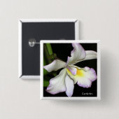 Badge Carré 5 Cm Orchidée blanche classique (Devant & derrière)