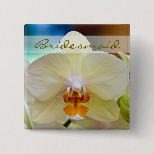 Badge Carré 5 Cm Orchidée • Bouton de mariage de demoiselle