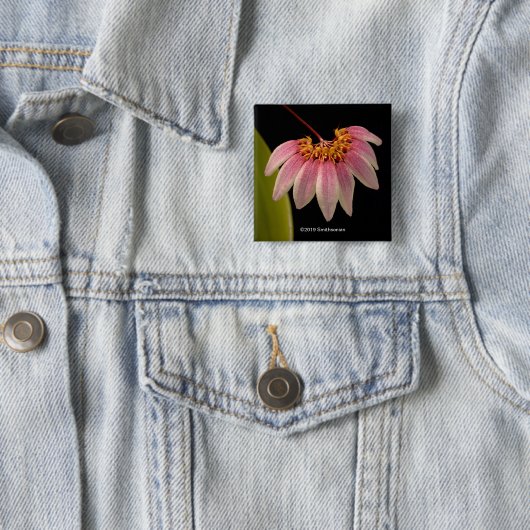 Badge Carré 5 Cm Orchidée rose tropicale (En situation)