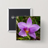 Badge Carré 5 Cm Orchidée sauvage violette Fleur tropicale (Devant & derrière)