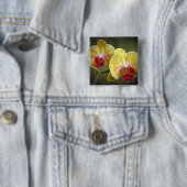 Badge Carré 5 Cm Orchidées de mite jaunes - Phalaenopsis (En situation)