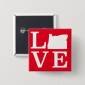 Badge Carré 5 Cm Oregon LOVE White (Devant & derrière)