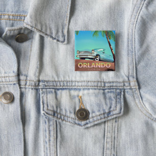 Badge Carré 5 Cm Orlando Florida vintage travel poster,