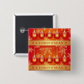 Badge Carré 5 Cm Ornaments rouges (Devant & derrière)