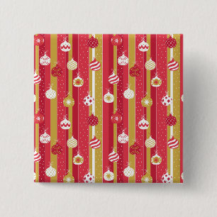 Badge Carré 5 Cm Ornements d'arbre de Noël jaune rouge