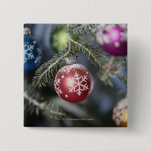 Badge Carré 5 Cm Ornements sur un arbre de Noël