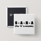 Badge Carré 5 Cm Orthographe correcte de Sara (Devant & derrière)