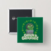 Badge Carré 5 Cm Oscar | Green & Grouchy ! (Devant & derrière)