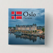 Badge Carré 5 Cm Oslo Norvège (Devant)