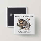 Badge Carré 5 Cm Où Les Choses Sauvages | Joyeux anniversaire (Devant & derrière)