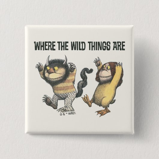 Badge Carré 5 Cm Où sont les choses sauvages | Deux choses sauvages (Devant)