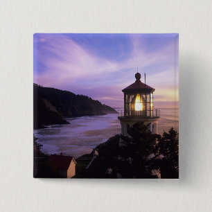 Badge Carré 5 Cm OU, sur la côte de l'Oregon, phare de Heceta Head