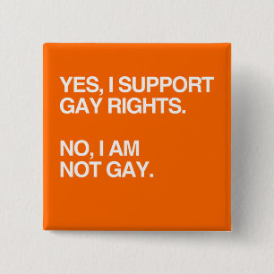 BADGE CARRÉ 5 CM OUI, JE SOUTIENS DES DROITS DES HOMOSEXUELS
