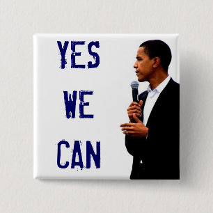 Badge Carré 5 Cm Oui nous pouvons avec le bouton d'image d'Obama