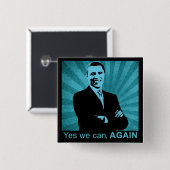 Badge Carré 5 Cm Oui nous pouvons, ENCORE - le Président Barack (Devant & derrière)