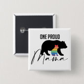 Badge Carré 5 Cm Ours de fidélité familiale (Devant & derrière)