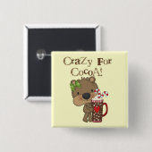 Badge Carré 5 Cm Ours de fille fou pour le cacao (Devant & derrière)
