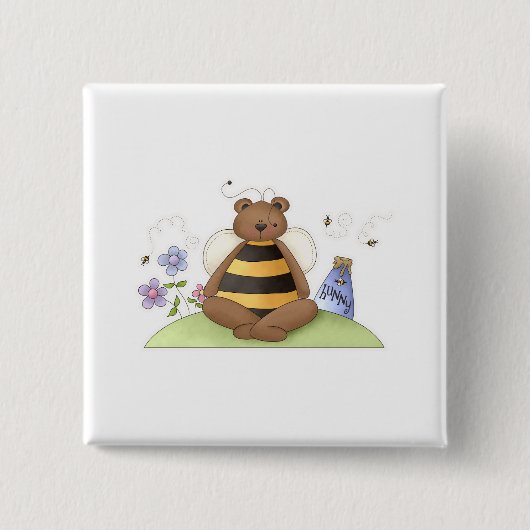 Badge Carré 5 Cm Ours de Hunny (Devant)