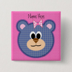 Badge Carré 5 Cm Ours de nounours Checkered