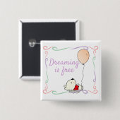 Badge Carré 5 Cm Ours de rêve libre avec ballons (Devant & derrière)