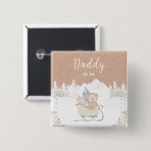 Badge Carré 5 Cm Ours D'Hiver Brown Sleigh Daddy Être (Devant & derrière)