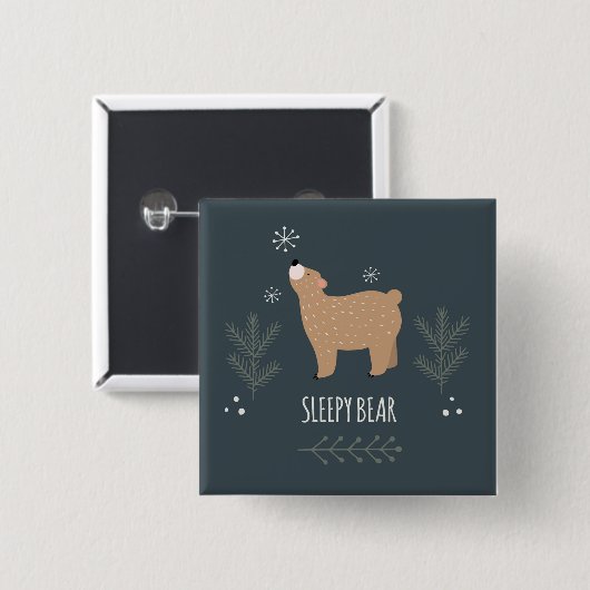 Badge Carré 5 Cm Ours endormi (Devant & derrière)