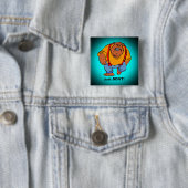 Badge Carré 5 Cm Ours grincheux dans les couloirs de la bib - Juste (En situation)